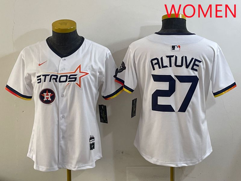 Women Houston Astros 27 Altuve White three generations Joint Name Nike 2025 MLB Jersey style 11